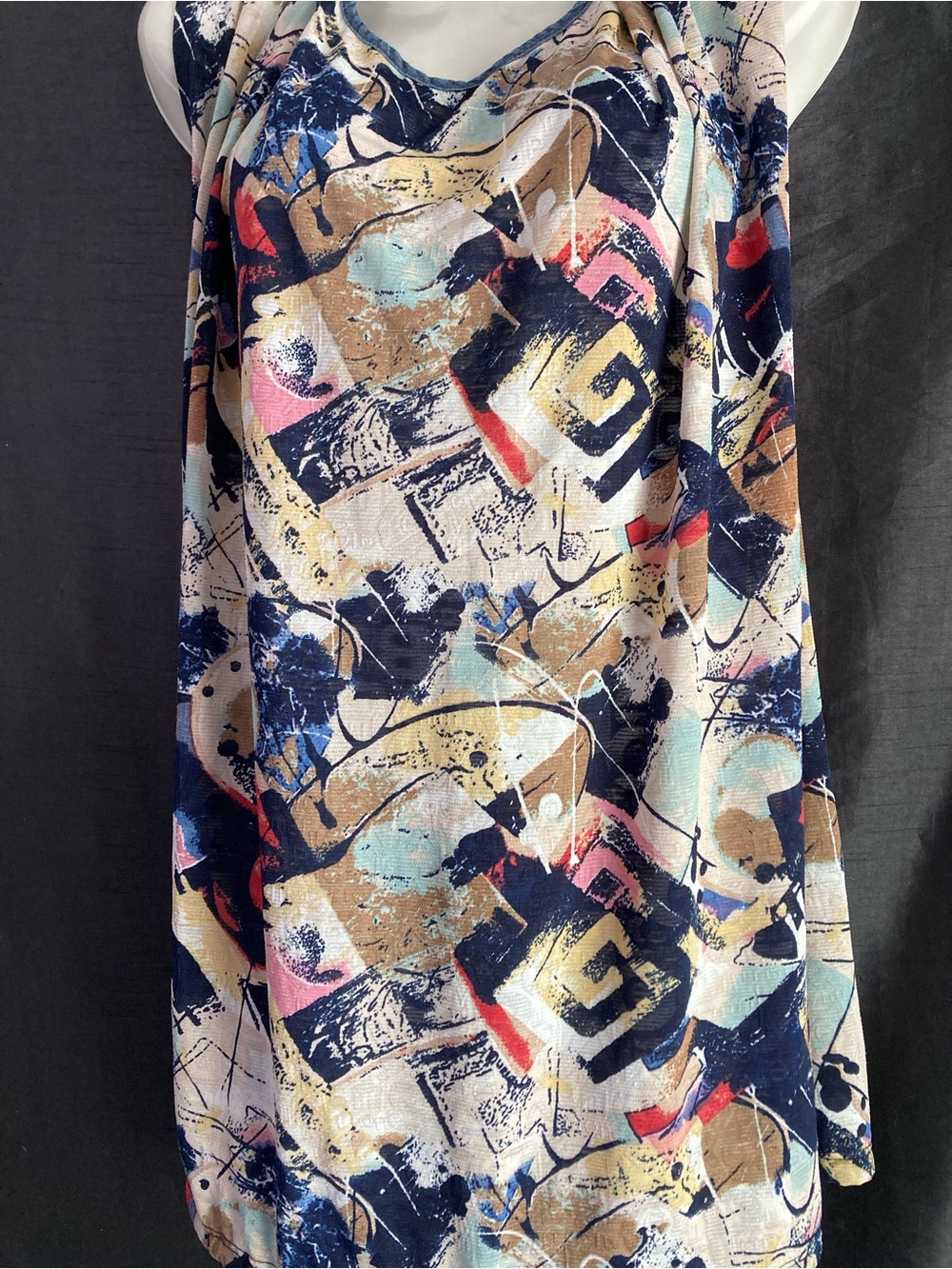 Claire France Abstract Print Sleeveless Tunic Top Made in Canada 2XL
